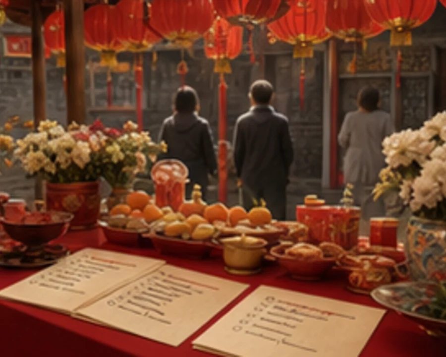 Qing Ming offerings arranged for ancestor remembrance.